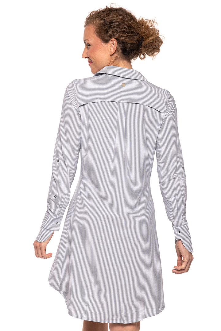 Women's Malta Travel Shirt Dress | White/Navy Stripe