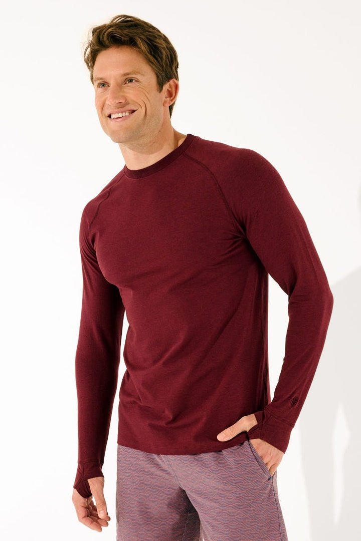 Coolibar Men's LumaLeo Long Sleeve T-Shirt UPF 50+, Colmar Burgundy / XL