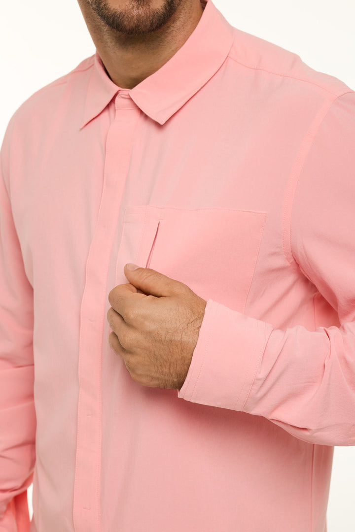 Men's Fiera Smart Shirt | Peachy Pink Shadow Stripe