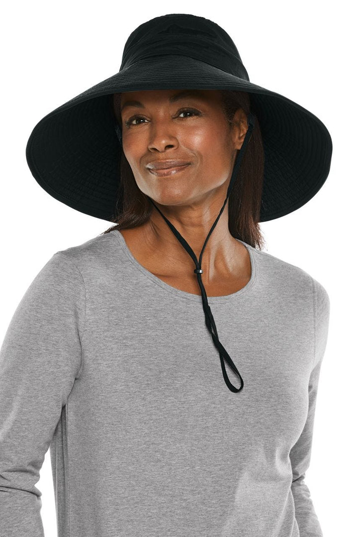Coolibar Women's Etta Shapeable Sun Catcher Hat UPF 50+, White/Carbon Travel Medallion / One Size