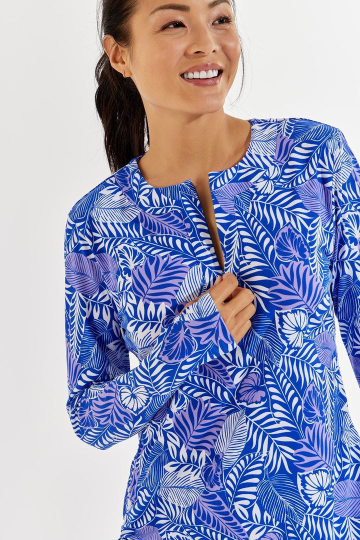 Women's Hokulani Ruche Swim Shirt | Baja Blue Vista Palm