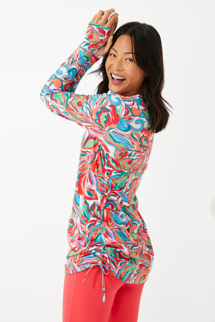 Women's Hokulani Ruche Swim Shirt | Multicolor Rio Paisley