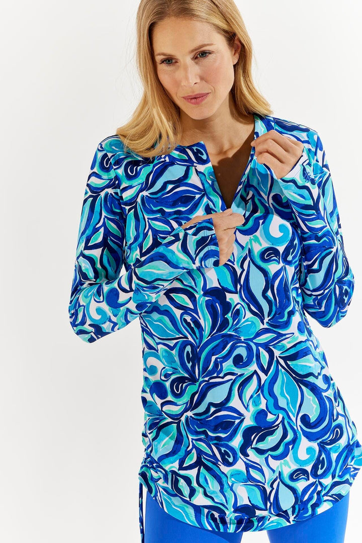 Women's Hokulani Ruche Swim Shirt | Blue Multicolor Rio Paisley