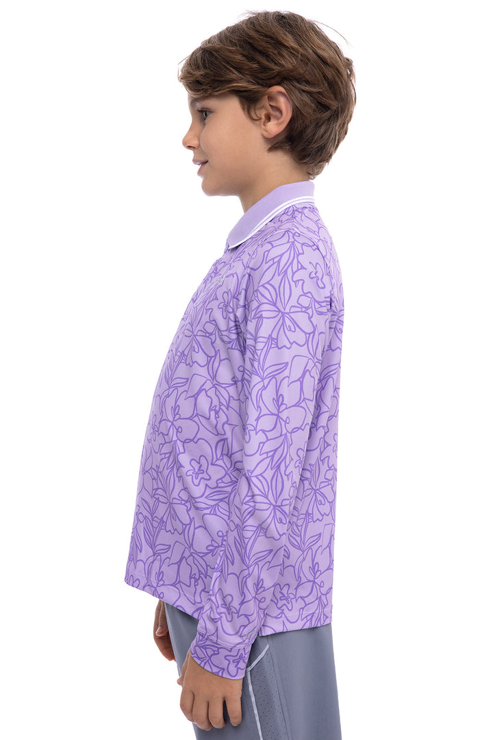 Kid's Erodym Long Sleeve Golf Polo | Soph Lilac Sketched Floral