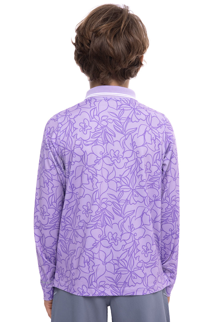 Kid's Erodym Long Sleeve Golf Polo | Soph Lilac Sketched Floral