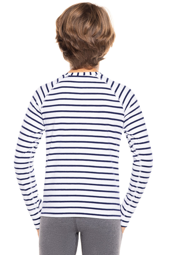 Kid's LumaLeo Long Sleeve T-Shirt | White/Navy Stripe