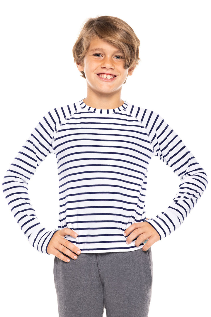 Kid's LumaLeo Long Sleeve T-Shirt | White/Navy Stripe