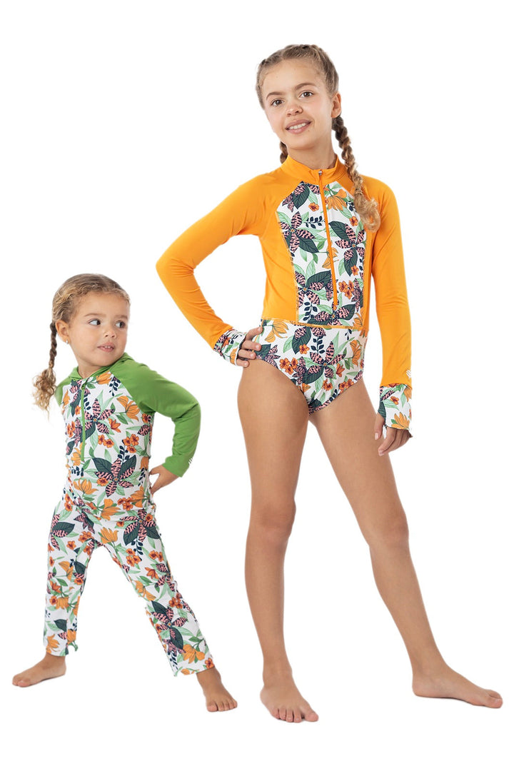 Girl's Koko Long Sleeve Swimsuit | Apricot Crush Floral Paradise