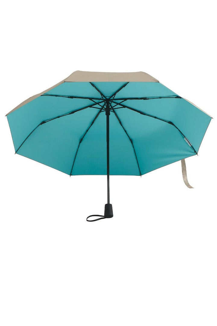 Sanya Compact Umbrella | Gold/Aqua Metallic