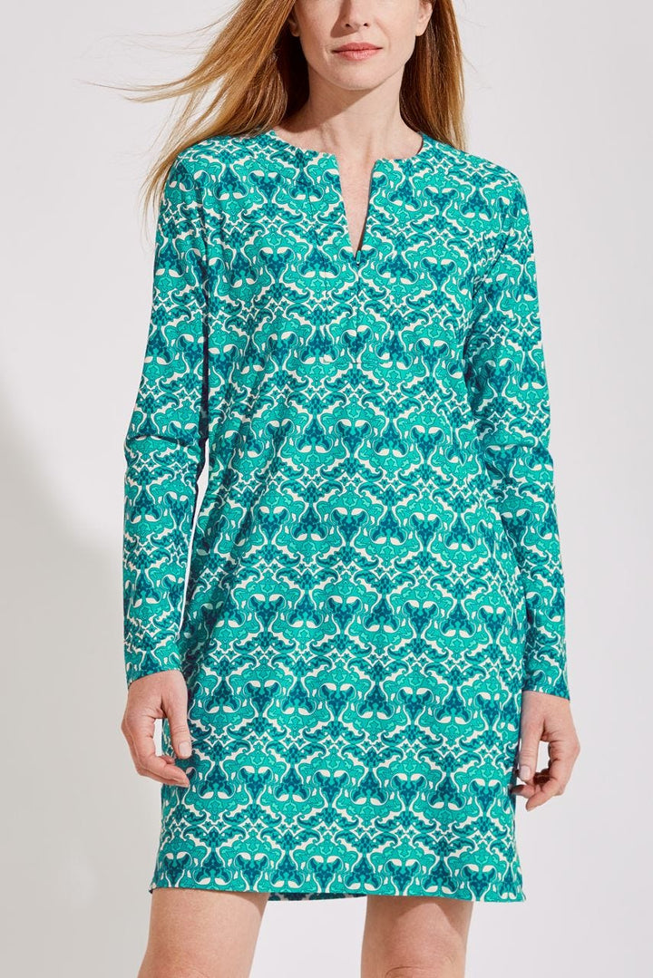 Women's Shoreside Swim Cover-Up Dress | Mint Turkish Tile