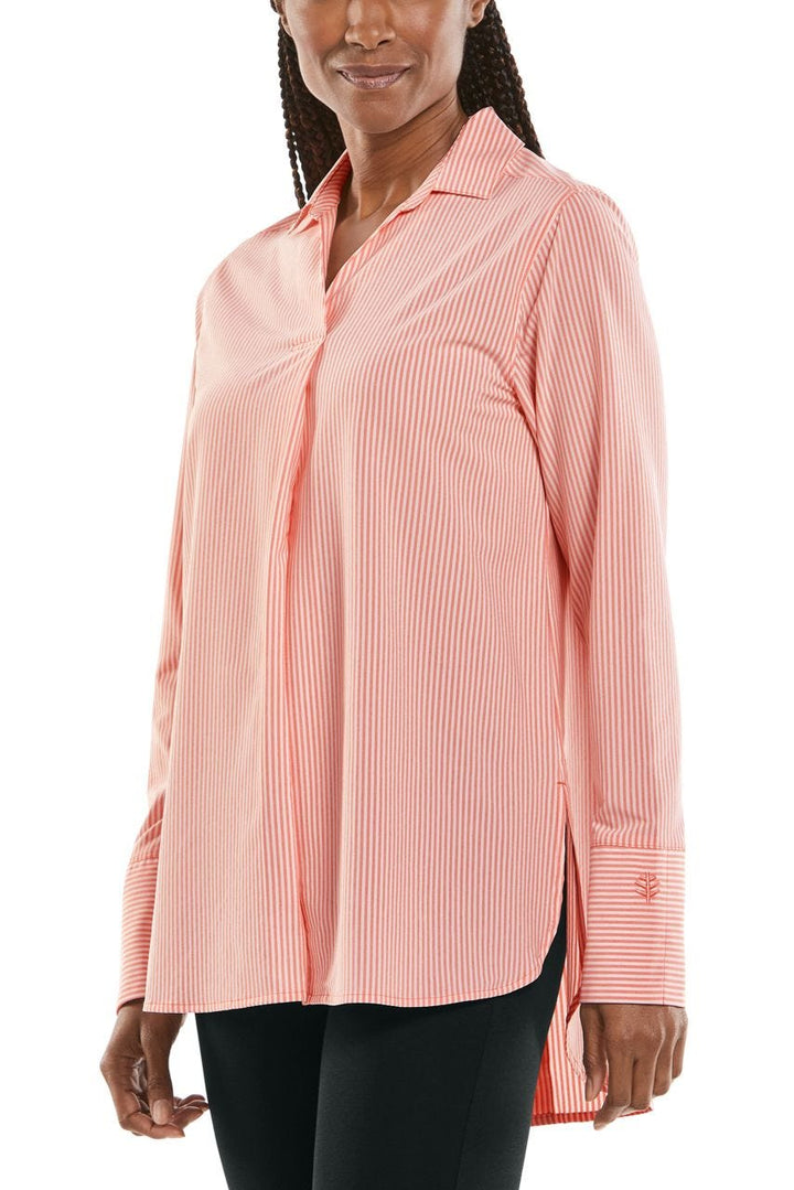 Women's Palmaria Travel Tunic Top | Coral Stripe