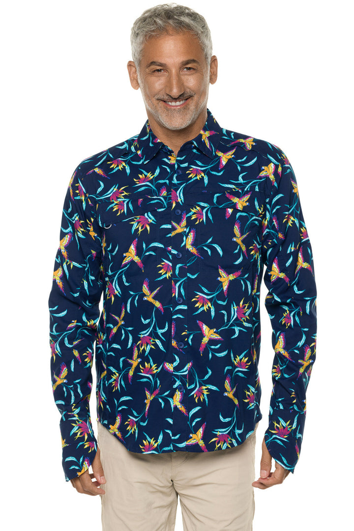 Men's Nassau Fishing Shirt | Navy Birds of Paradise