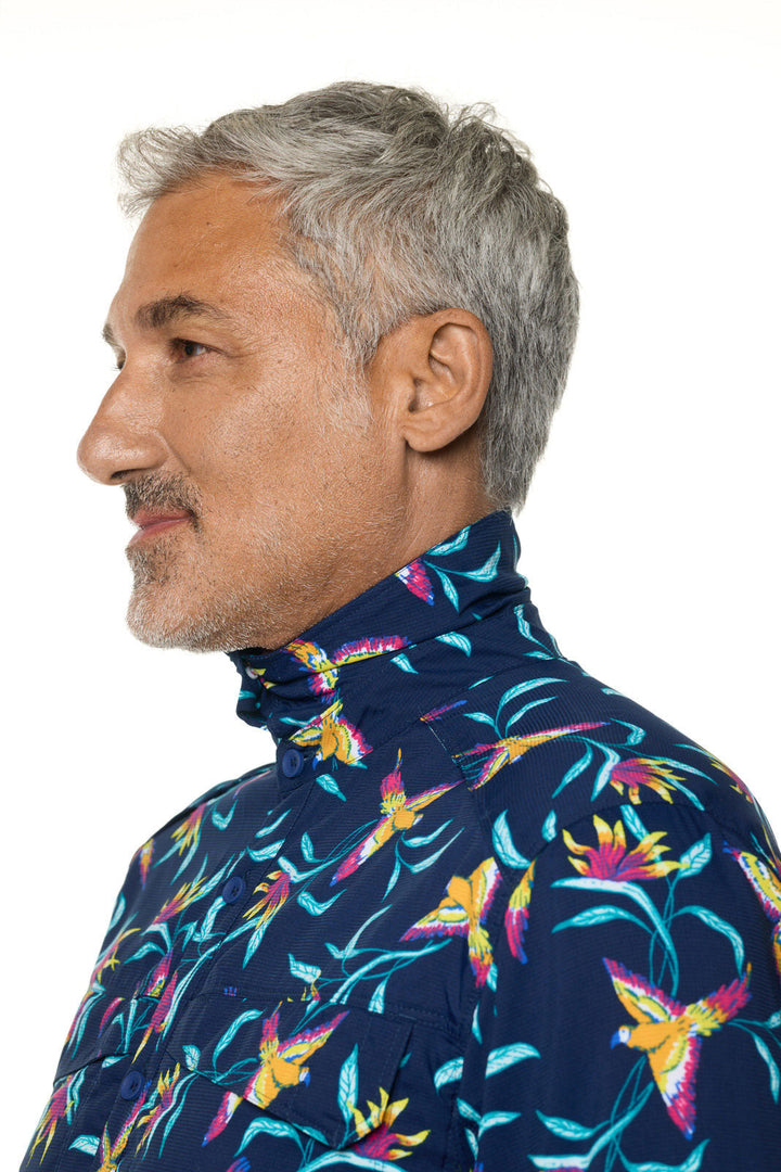 Men's Nassau Fishing Shirt | Navy Birds of Paradise