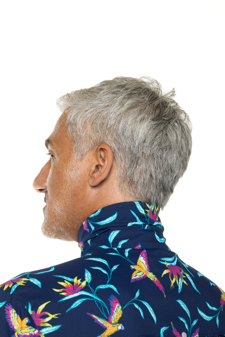 Men's Nassau Fishing Shirt | Navy Birds of Paradise