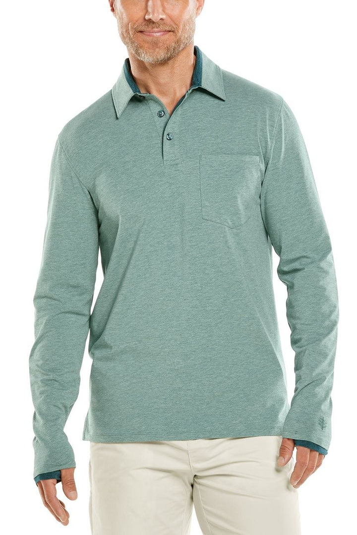 Men's Merrit Long Sleeve Pocket Polo | Aspen Green Heather