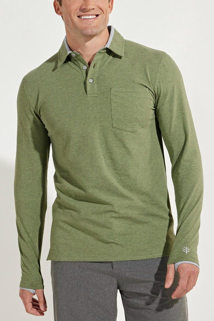 Men's Merrit Long Sleeve Pocket Polo | Light Green Heather