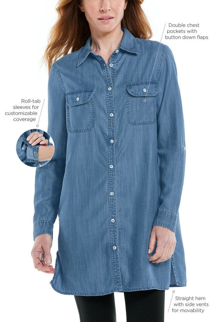 Women's Santa Rosa Chambray Tunic Top | Light Indigo Chambray