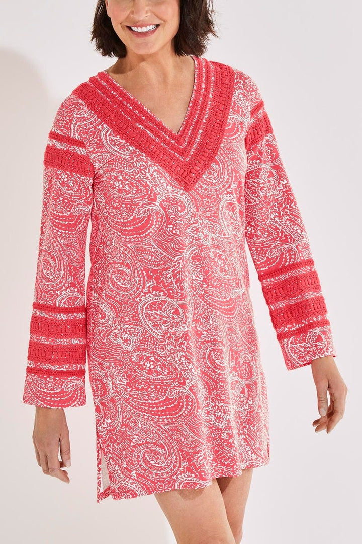 Women's Samoa Bay Cover-Up | Radiant Coral Delicate Paisley