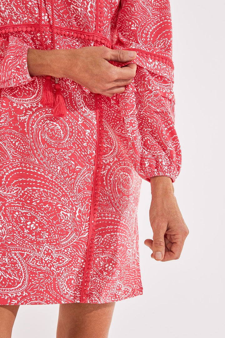 Women's Balandra Beach Cover-Up | Radiant Coral Delicate Paisley