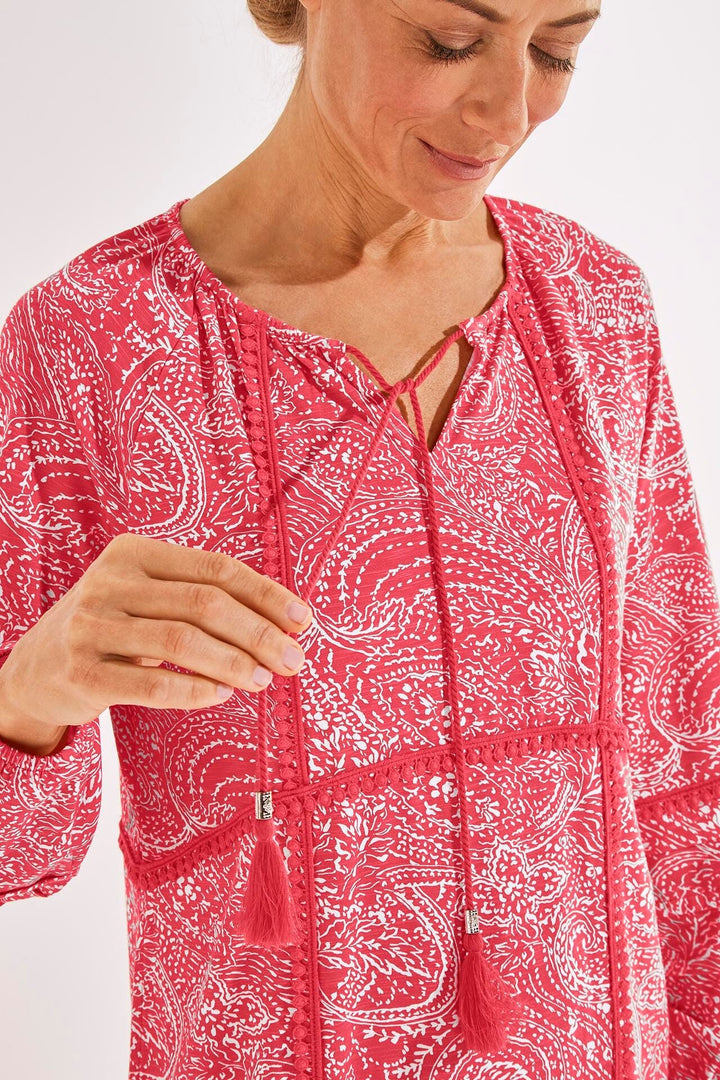 Women's Balandra Beach Cover-Up | Radiant Coral Delicate Paisley