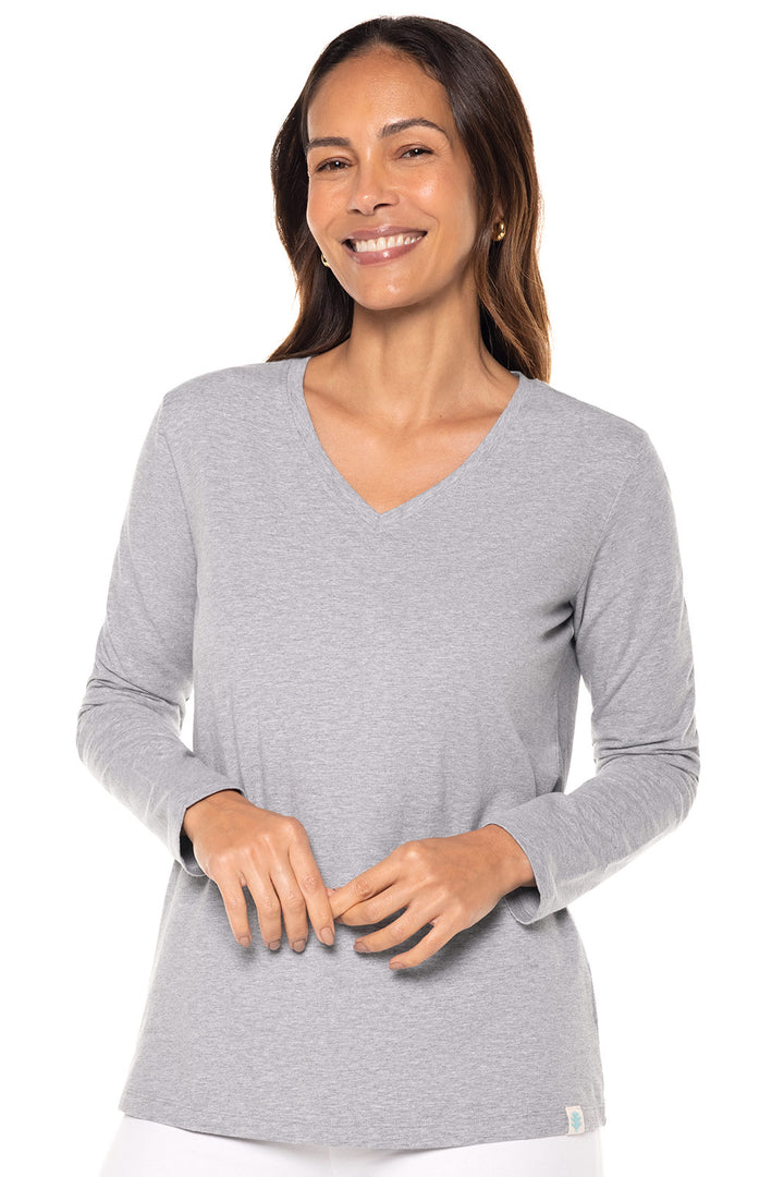 Women's Morada Everyday Long Sleeve V-Neck T-Shirt | Light Blue Heather