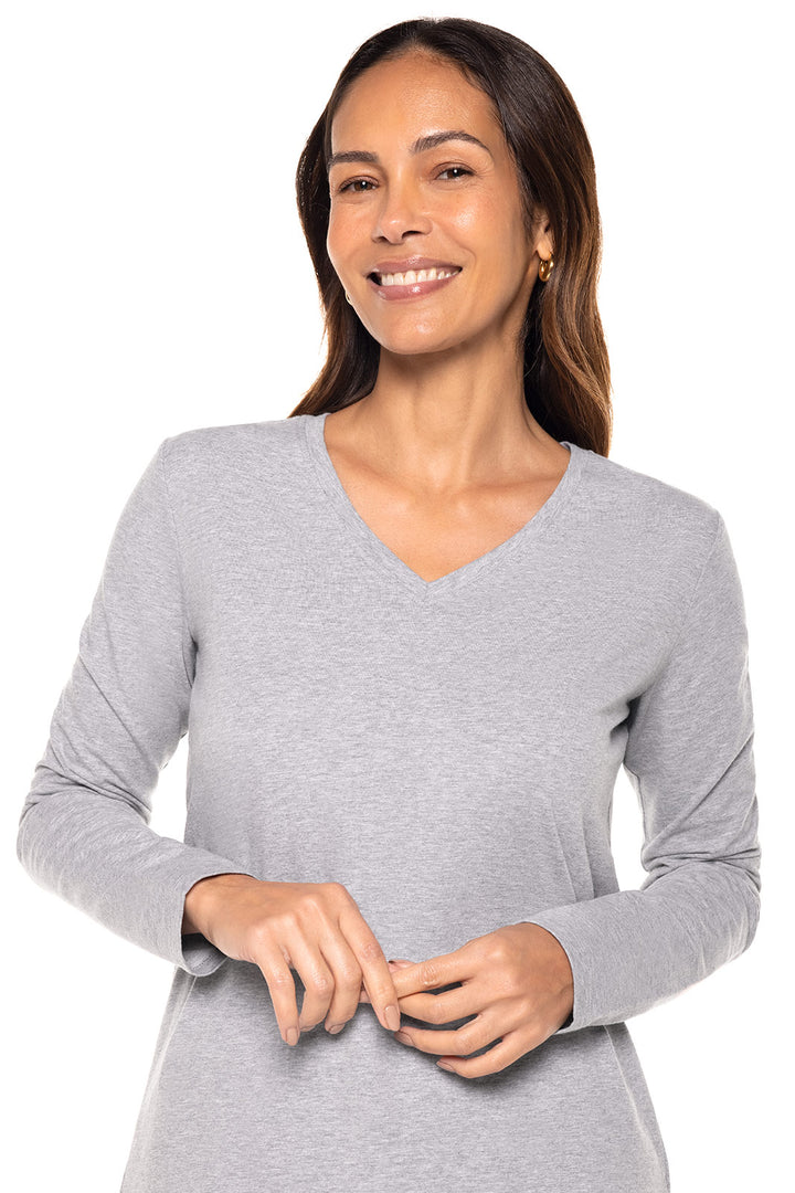 Women's Morada Everyday Long Sleeve V-Neck T-Shirt | Light Blue Heather