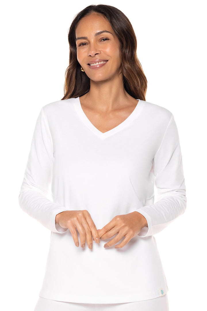 Women's Morada Everyday Long Sleeve V-Neck T-Shirt | Light Blue Heather