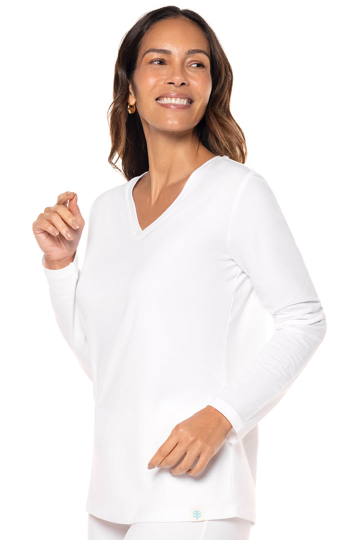 Women's Morada Everyday Long Sleeve V-Neck T-Shirt | Light Blue Heather