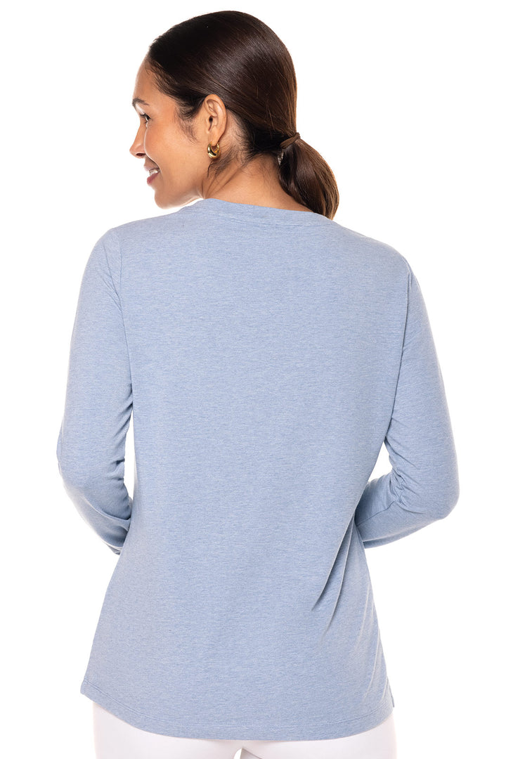 Women's Morada Everyday Long Sleeve V-Neck T-Shirt | Light Blue Heather