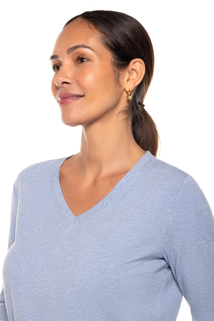 Women's Morada Everyday Long Sleeve V-Neck T-Shirt | Light Blue Heather