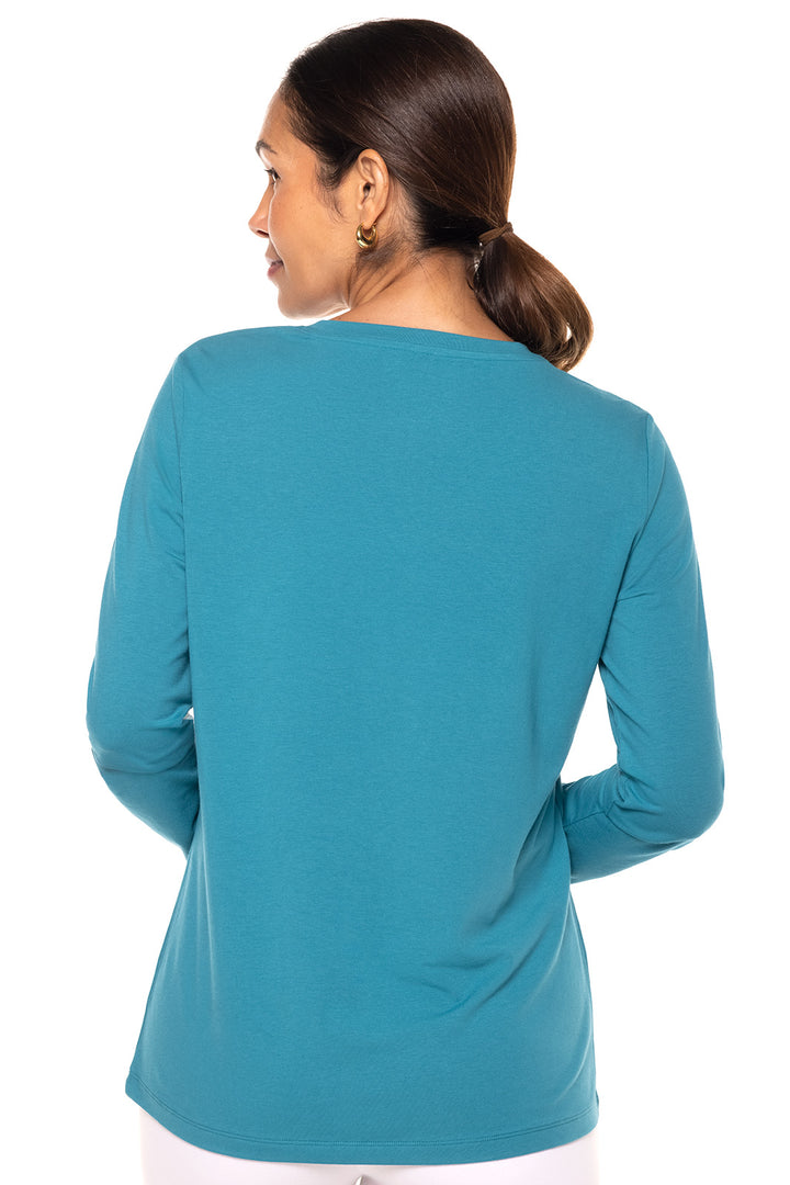 Women's Morada Everyday Long Sleeve V-Neck T-Shirt | Light Blue Heather