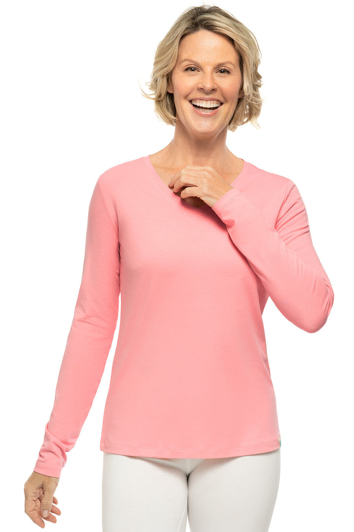 Women's Morada Everyday Long Sleeve V-Neck T-Shirt | Peachy Pink