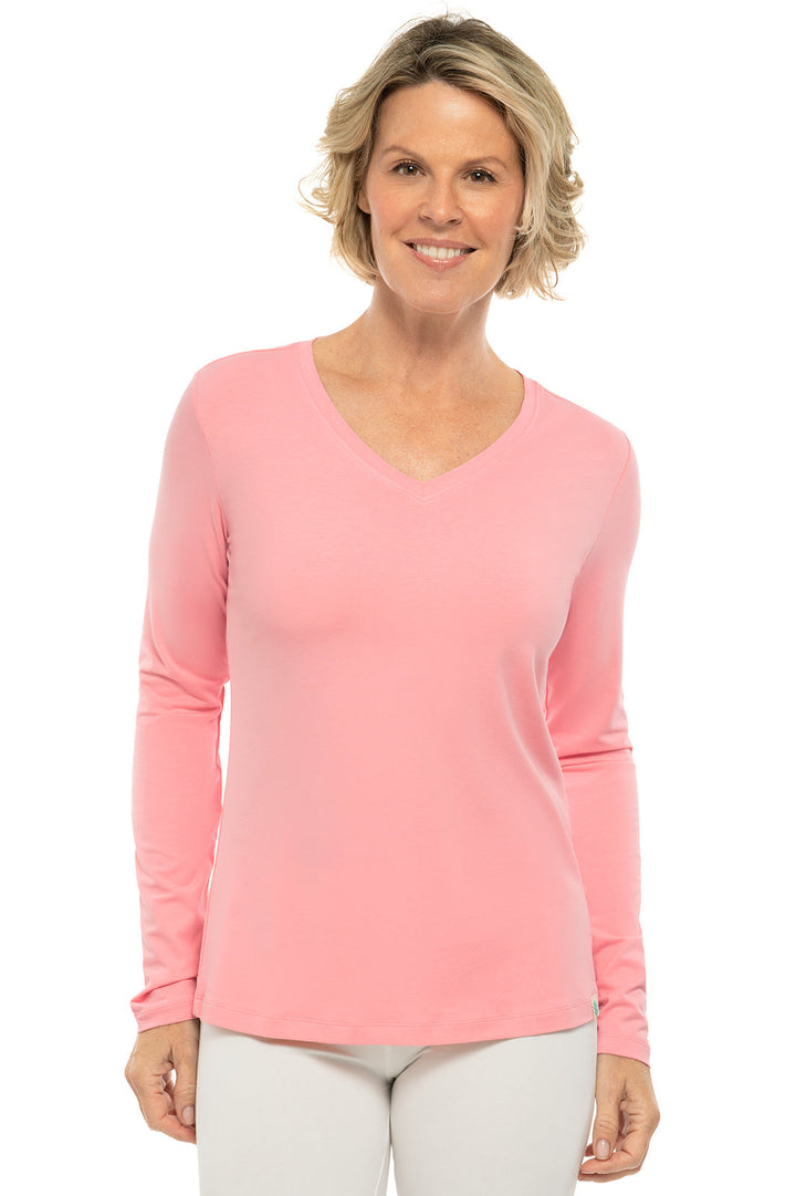 Women's Morada Everyday Long Sleeve V-Neck T-Shirt | Peachy Pink