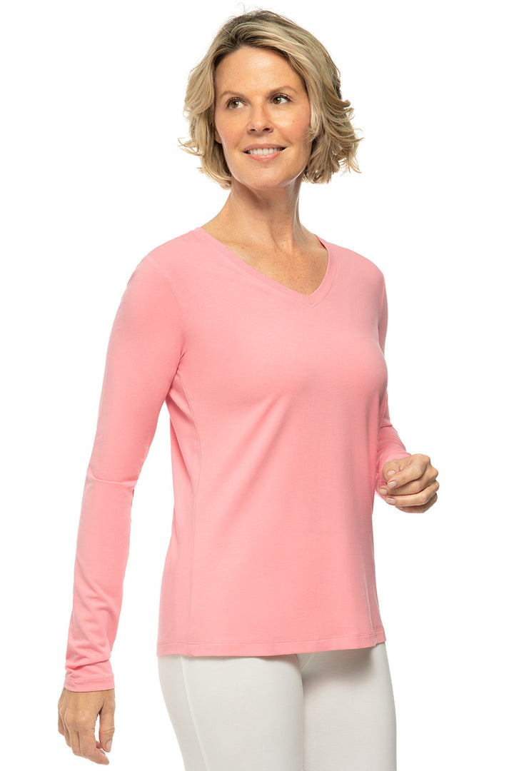 Women's Morada Everyday Long Sleeve V-Neck T-Shirt | Peachy Pink