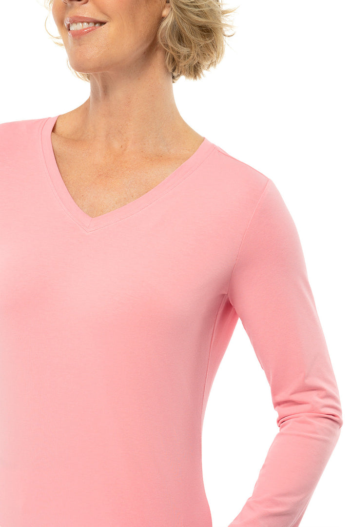 Women's Morada Everyday Long Sleeve V-Neck T-Shirt | Peachy Pink