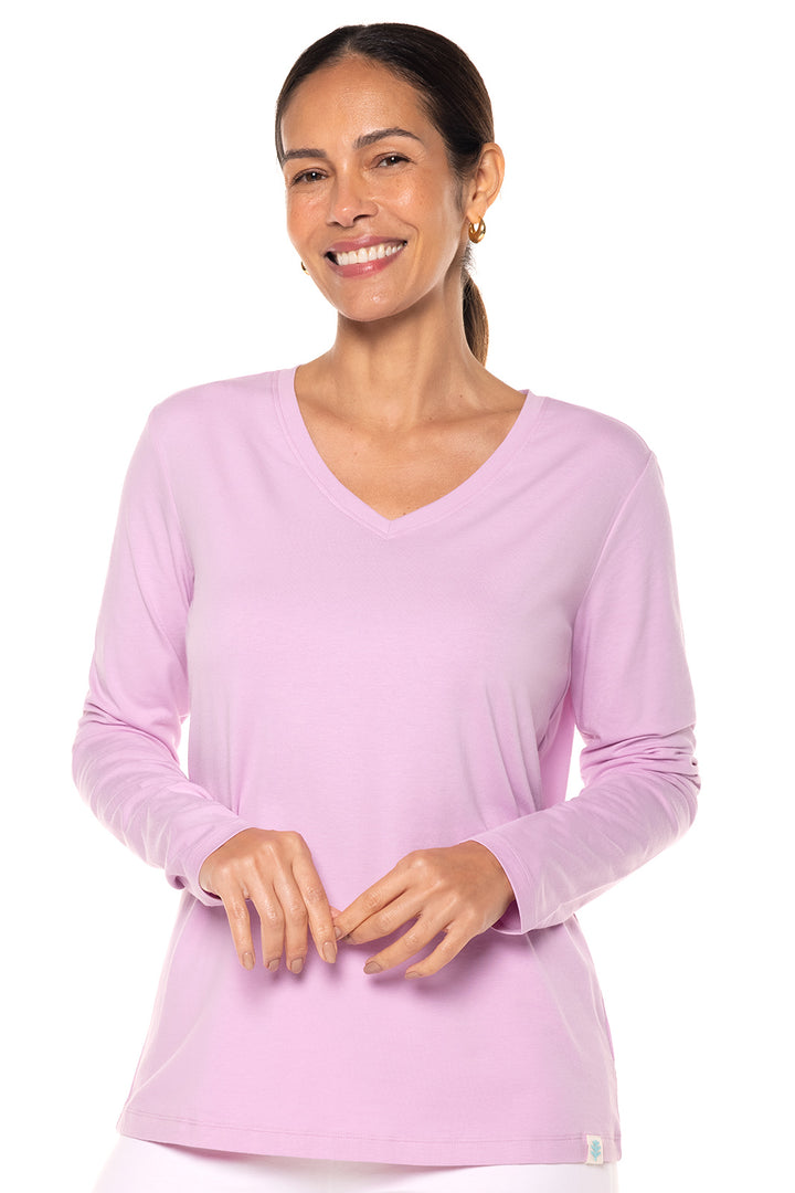 Women's Morada Everyday Long Sleeve V-Neck T-Shirt | Light Blue Heather