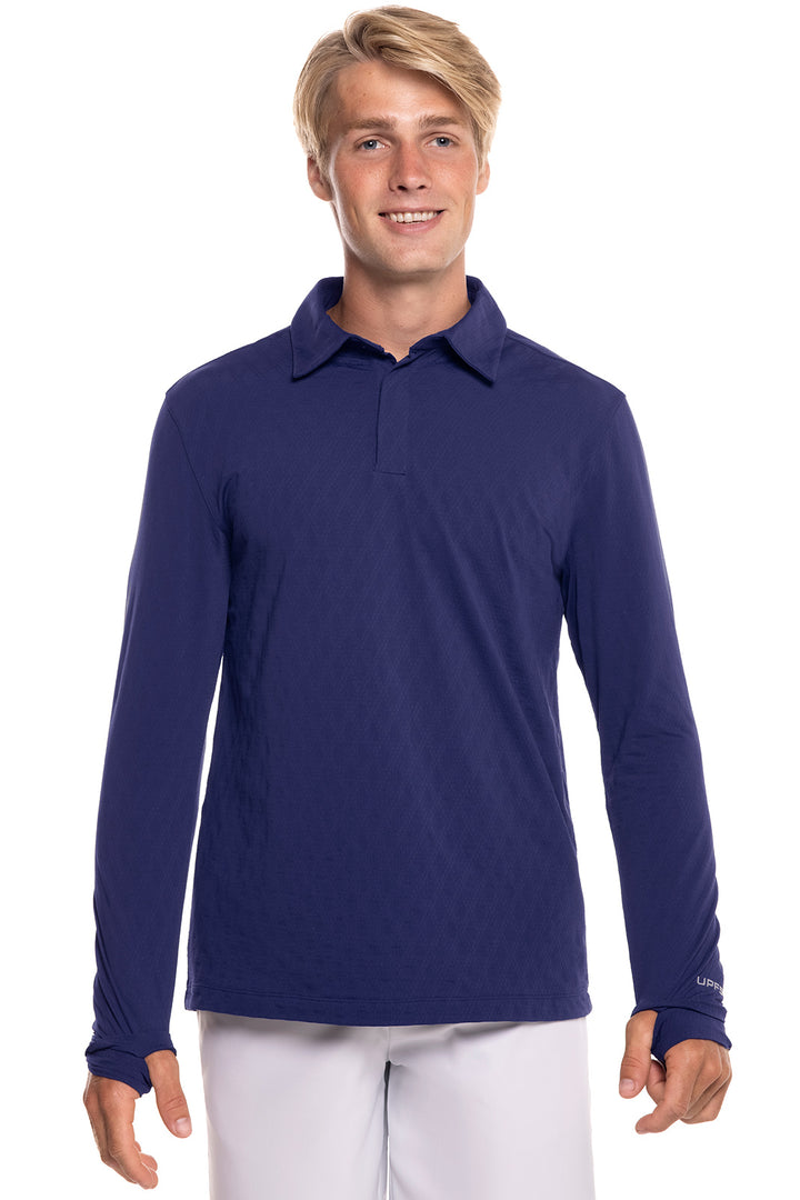 Men's Arobello Golf Polo | Navy Diamond Jacquard