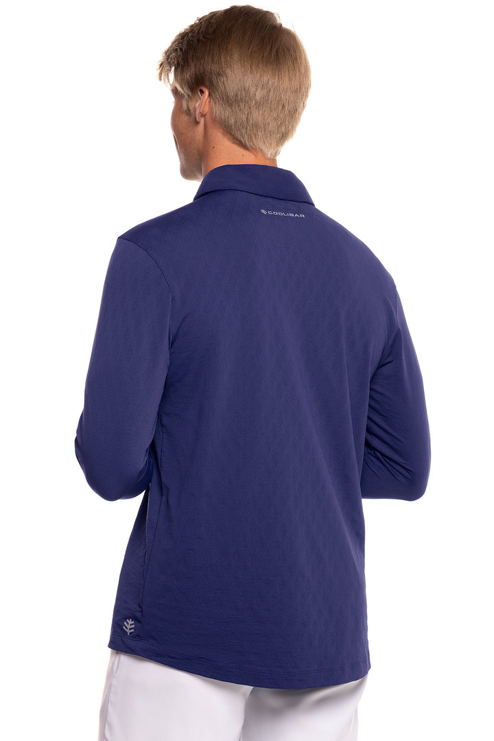 Men's Arobello Golf Polo | Navy Diamond Jacquard