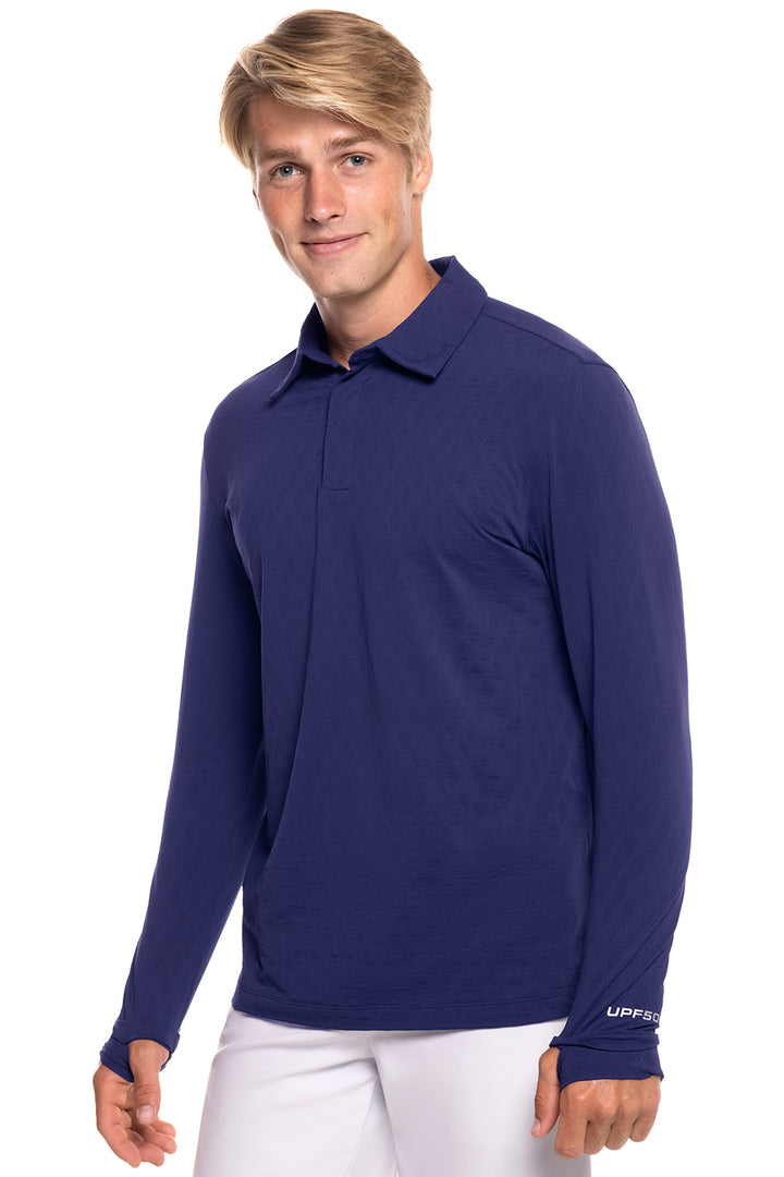 Men's Arobello Golf Polo | Navy Diamond Jacquard