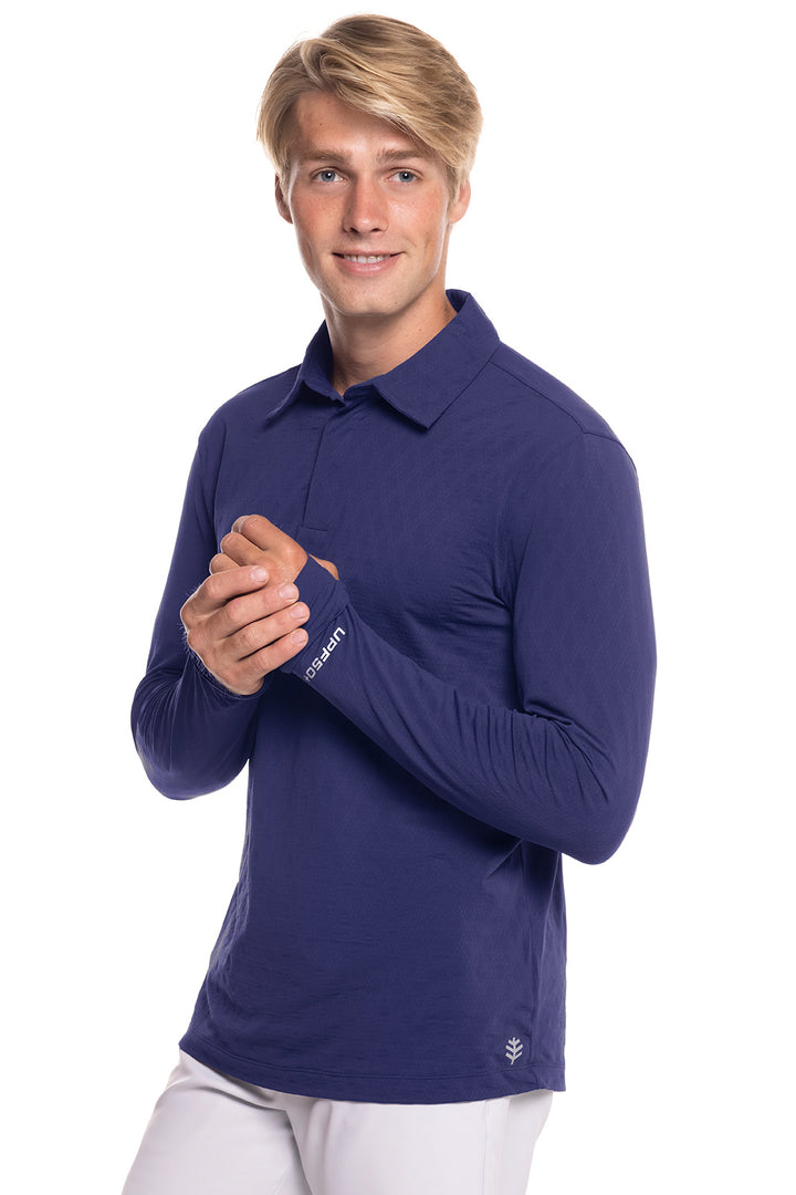 Men's Arobello Golf Polo | Navy Diamond Jacquard