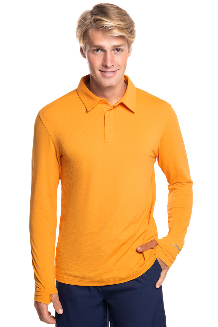 Men's Arobello Golf Polo | Apricot Crush Diamond Jacquard