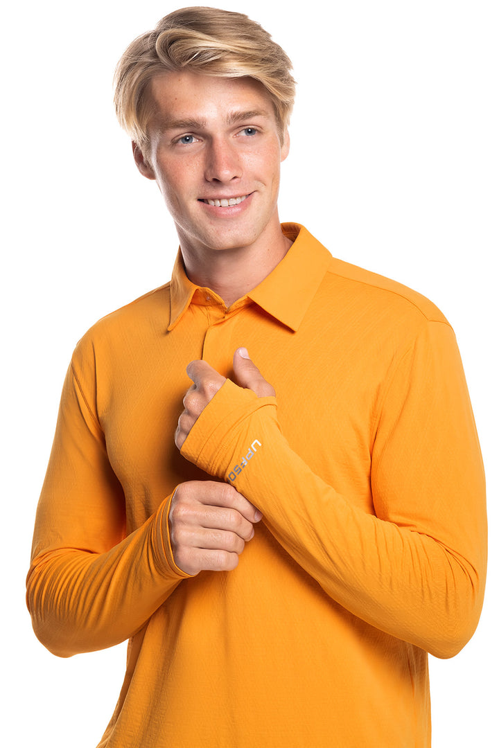 Men's Arobello Golf Polo | Apricot Crush Diamond Jacquard