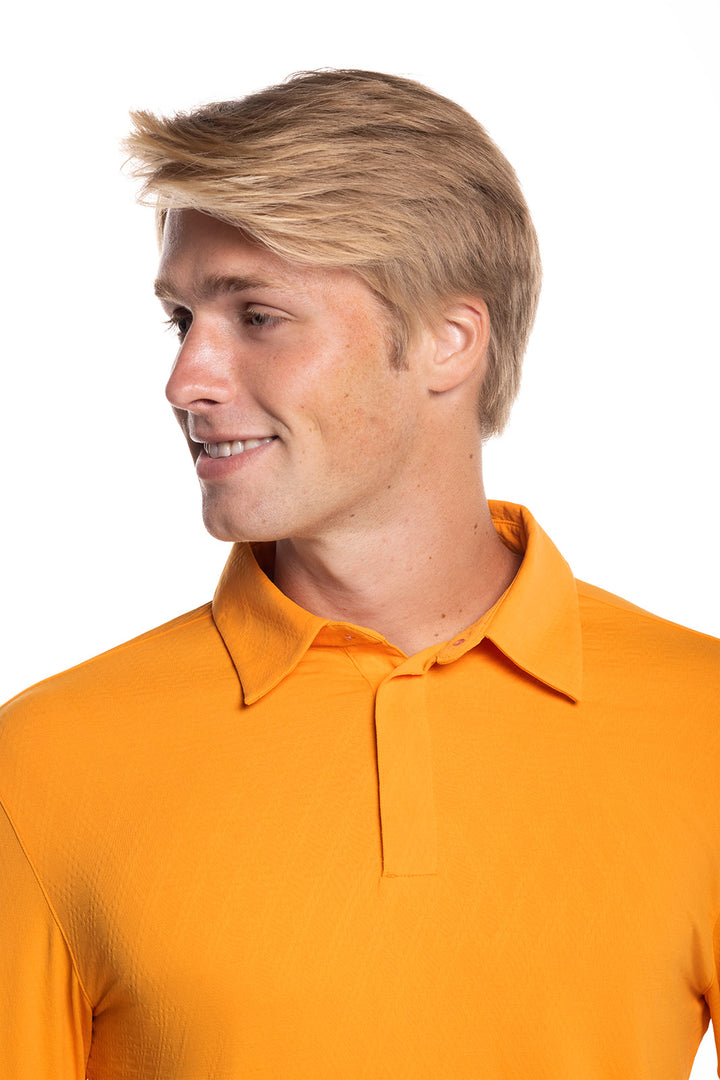 Men's Arobello Golf Polo | Apricot Crush Diamond Jacquard