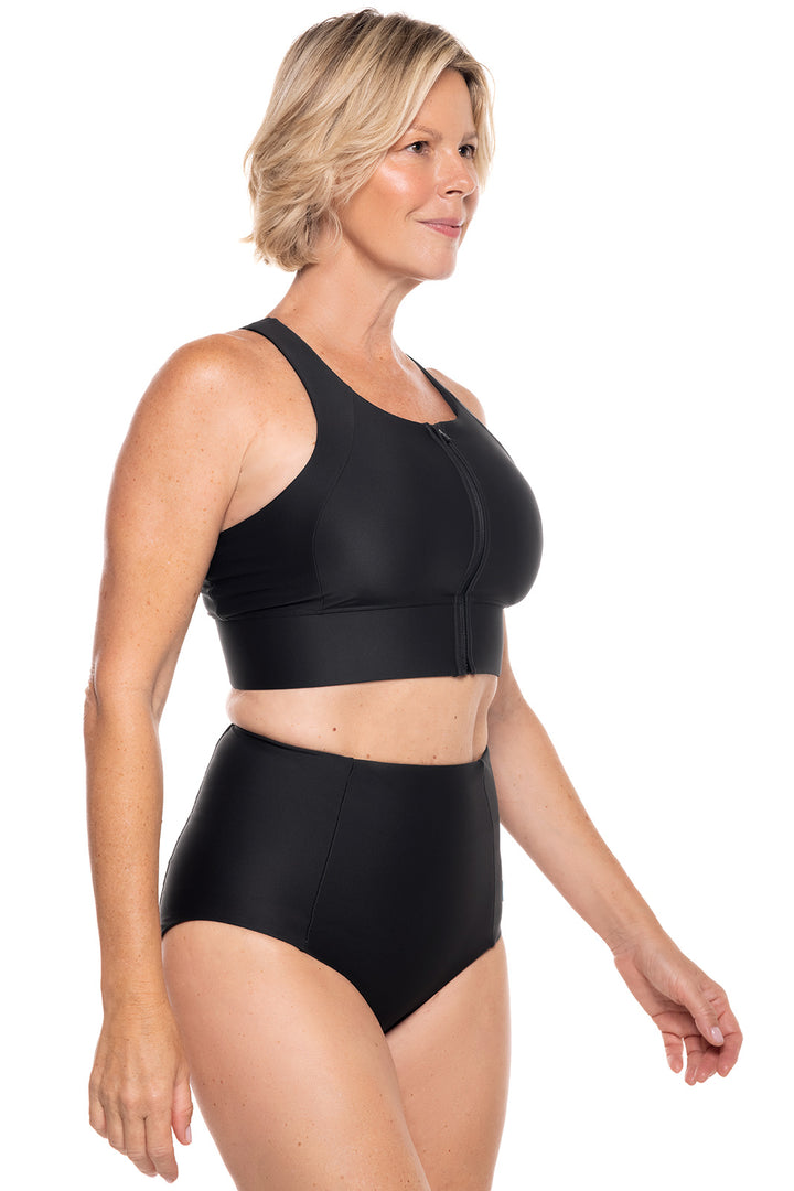 Women's Medley Zip-Up Swim Bra | Black