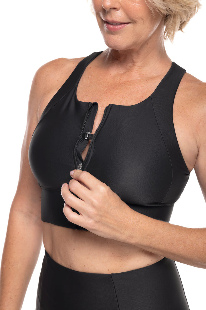 Women's Medley Zip-Up Swim Bra | Black