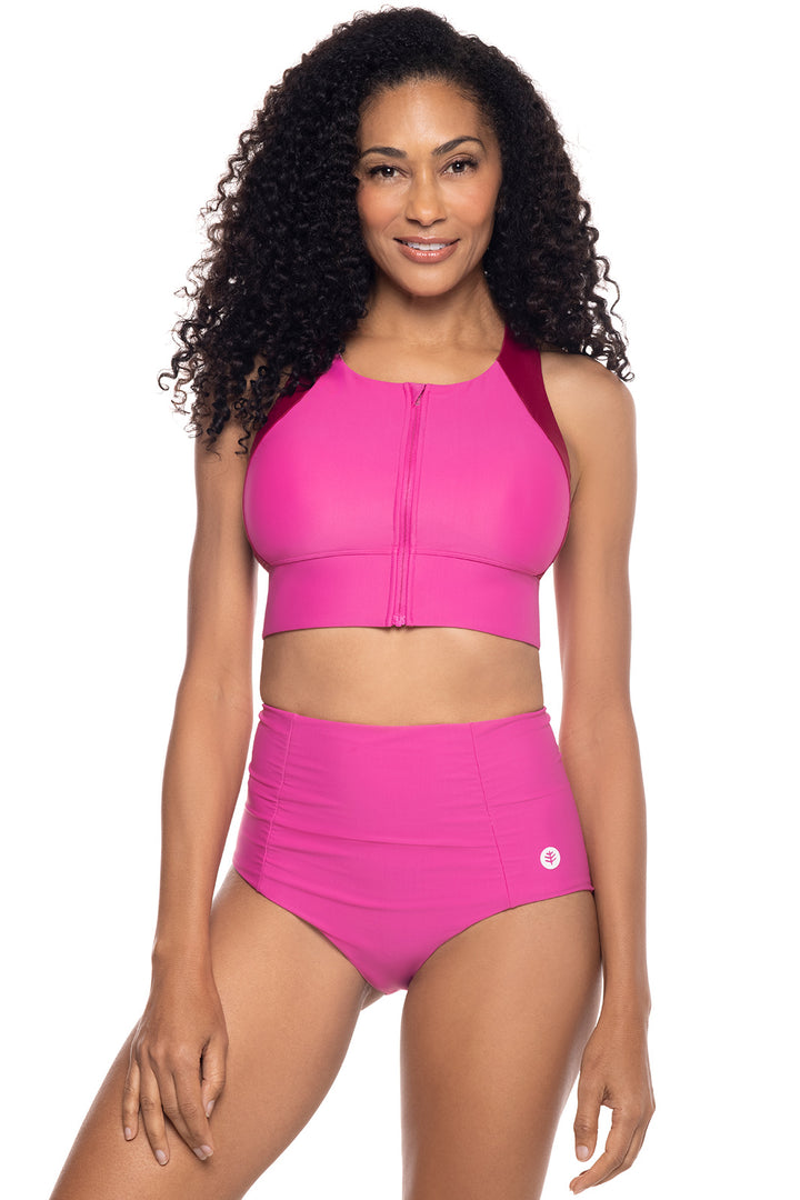 Women's Medley Zip-Up Swim Bra | Magnolia Pink Colorblock