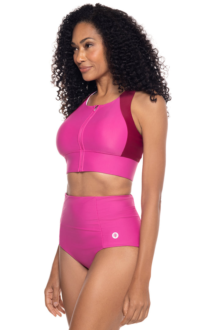 Women's Medley Zip-Up Swim Bra | Magnolia Pink Colorblock