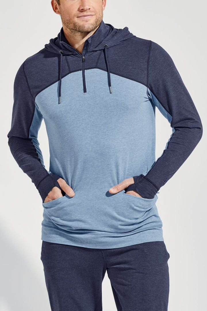 Men's LumaLeo Quarter-Zip Hoodie | Light Blue Colorblock