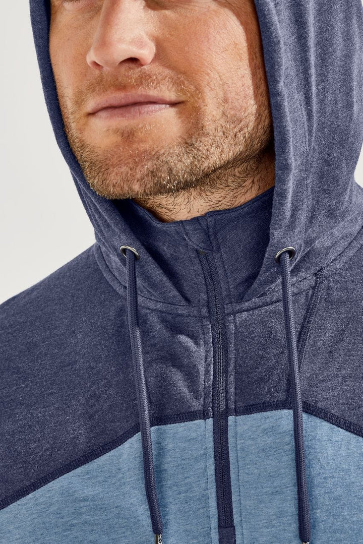 Men's LumaLeo Quarter-Zip Hoodie | Light Blue Colorblock