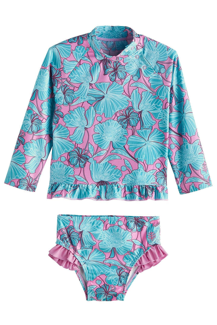 Baby Guppy Ruffle Rash Guard Set | Tropical Orchid Botanical Floral